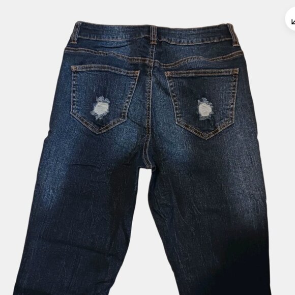 NOBO High Rise Jeans Crop Flare Jeans Junior Girls Size 26x25 Raw Hem Blue Pants - Picture 3 of 9